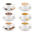 Wilmax Kaffeetassen mit Untertassen 140 ml 6er-Set Weiß aus Porzellan