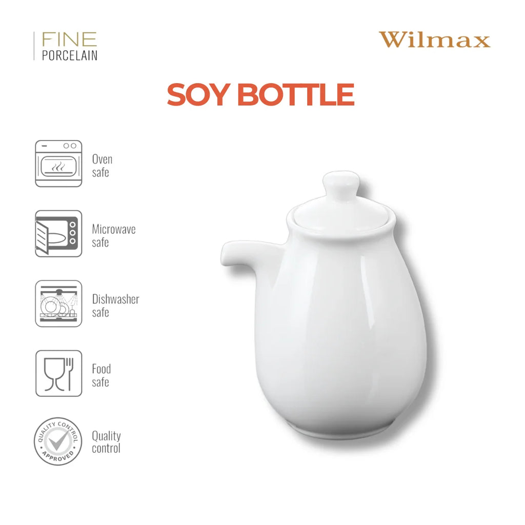Wilmax Sojasaucenflasche 170 ml Weiß aus Porzellan