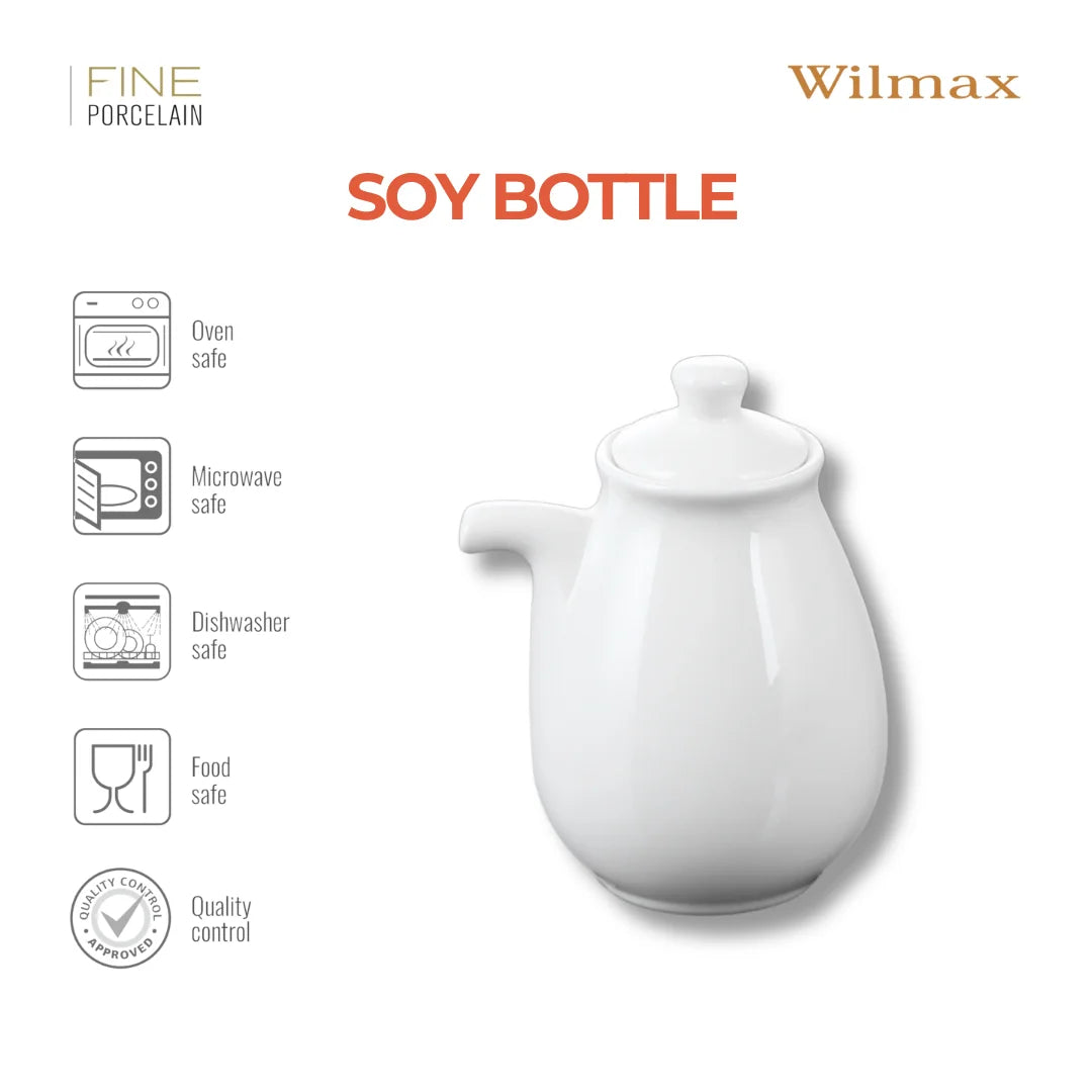 Wilmax Sojasaucenflasche 170 ml Weiß aus Porzellan
