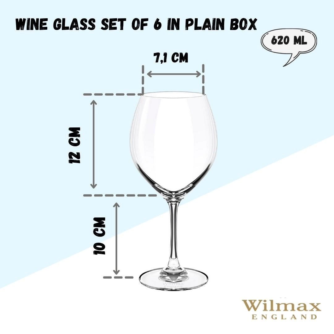 Wilmax Weinglas 620 ml Kristallglas Transparent 6er Set WL-888011/6A