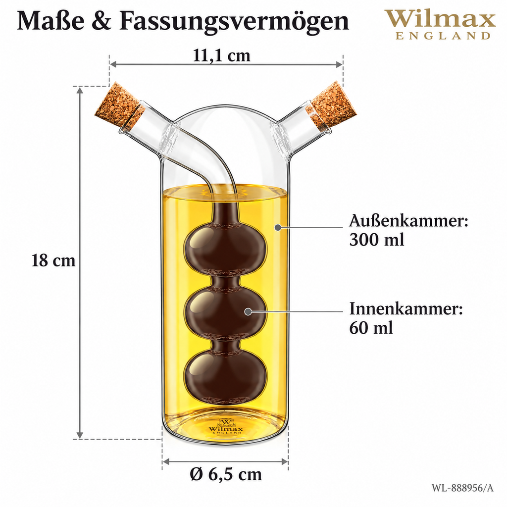 Wilmax Öl- und Essigflasche 300/60 ml Transparent aus Glas