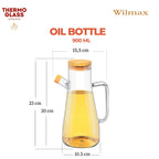 Wilmax Ölflasche 900 ml mit Ausgießer und Filter Transparent aus Glas