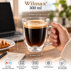 Wilmax Doppelwandiger Becher 300 ml 4er-Set Transparent
