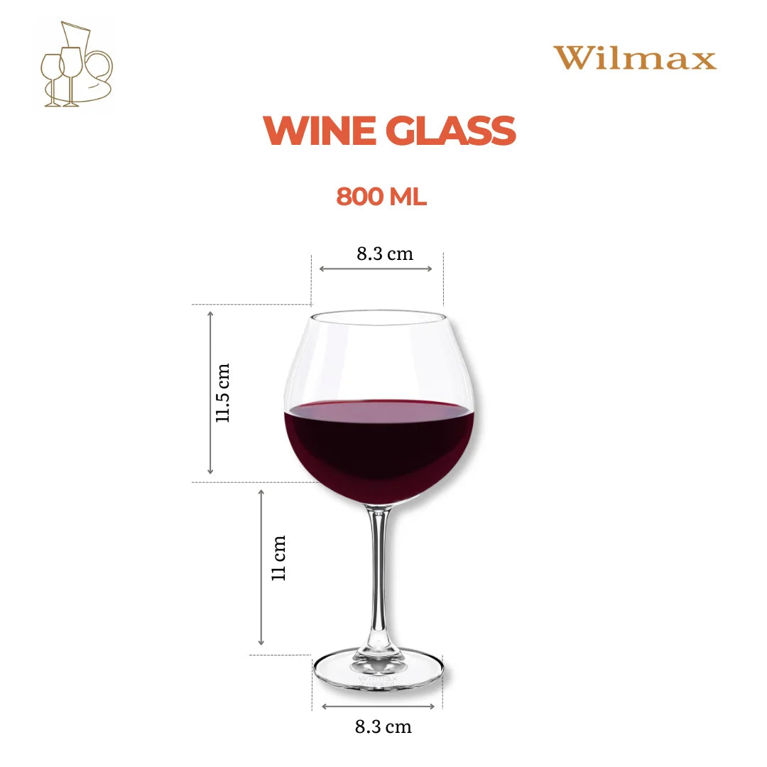 Wilmax Weinglas 800 ml 6er-Set Transparent aus Wilmax Crystalline-Serie