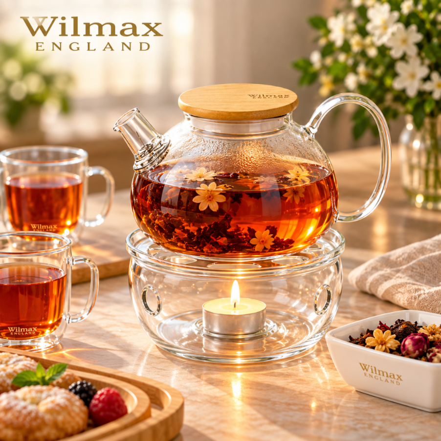 Wilmax Stövchen für Teekannen Transparent aus Glas