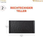 Wilmax Servierplatte 29,5 × 14,5 cm 2er-Set Schwarz aus Porzellan