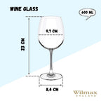 Wilmax Weinglas 600 ml Kristallglas Transparent 6er Set WL-888014/6A