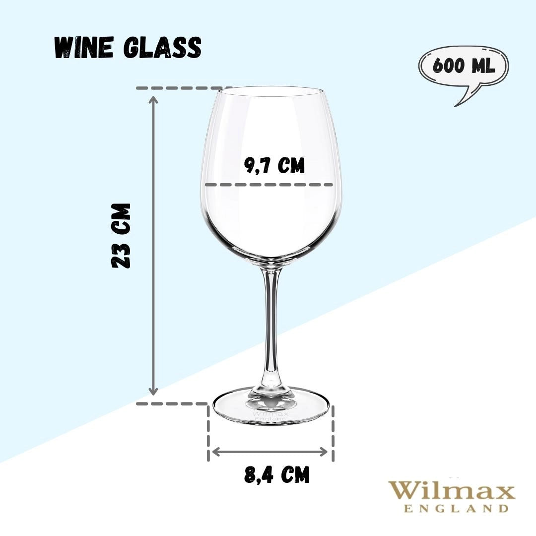 Wilmax Weinglas 600 ml Kristallglas Transparent 6er Set WL-888014/6A