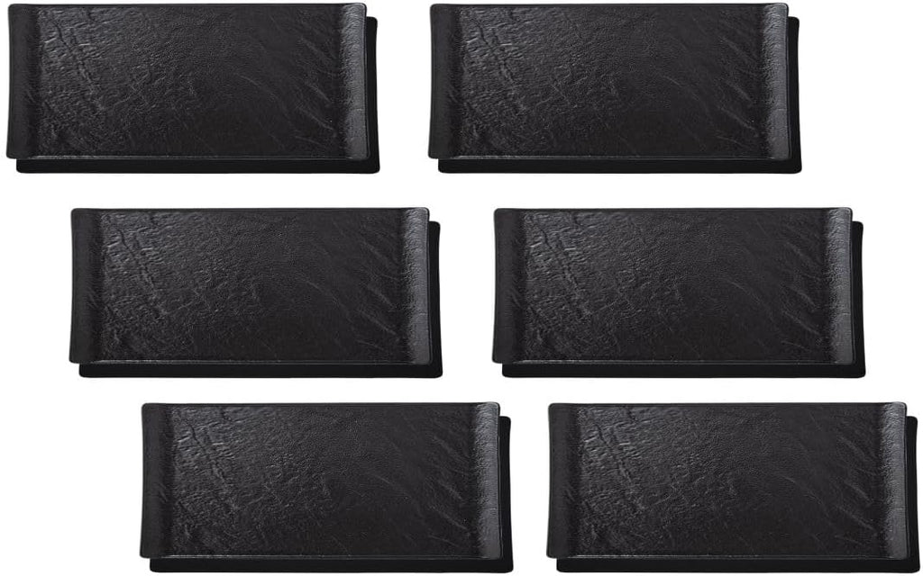 Wilmax Servierplatte 15 × 8 cm 6er-Set Schwarz aus Porzellan