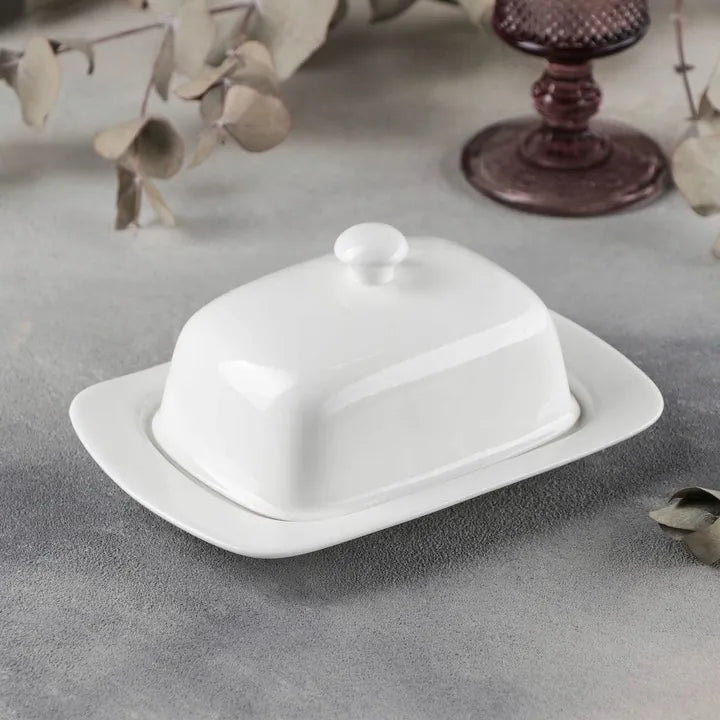 Wilmax Butterdose 19 × 12,5 × 8,5 cm Weiß aus Porzellan