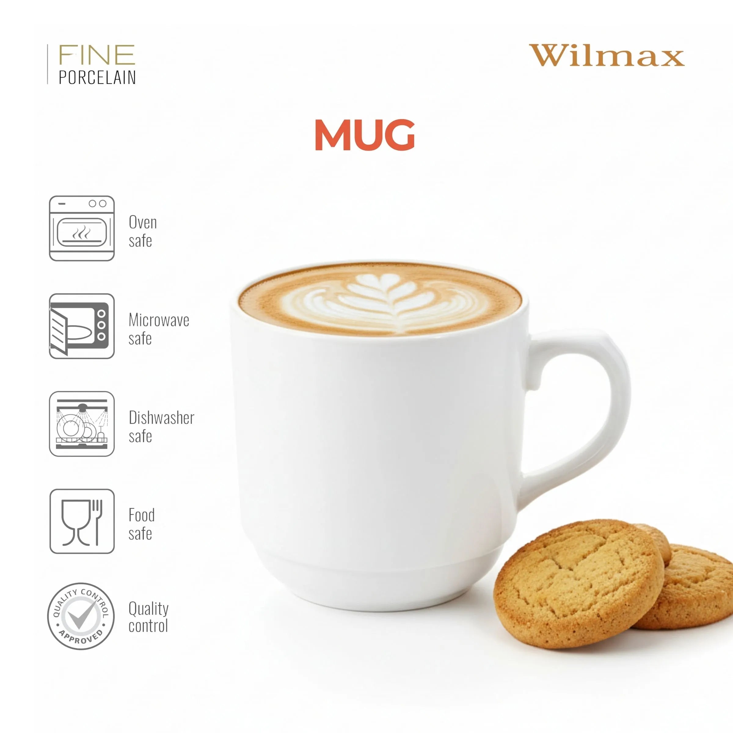 Wilmax Tasse 250 ml Weiß aus Porzellan