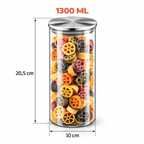 Wilmax Vorratsglas 1300 ml mit Edelstahldeckel Transparent
