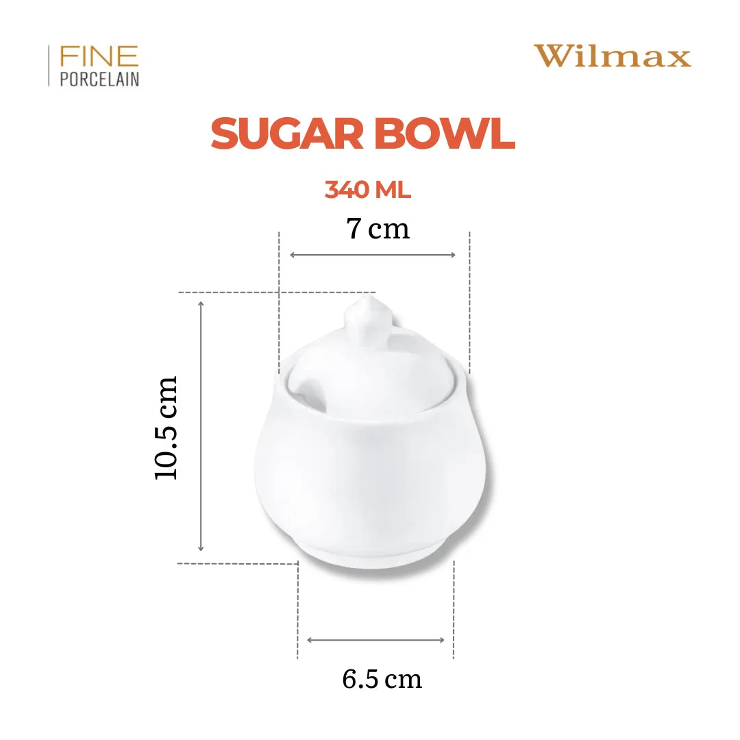Wilmax Zuckerdose mit Deckel 340 ml Weiß aus Porzellan