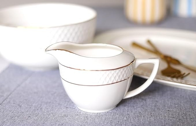 Wilmax Zucker- und Milchkännchen-Set mit Goldrand aus Porzellan 2-teilig