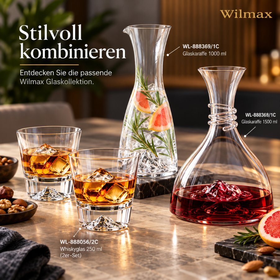 Wilmax Whiskyglas 250 ml 2er-Set Transparent aus Wilmax Crystalline-Serie