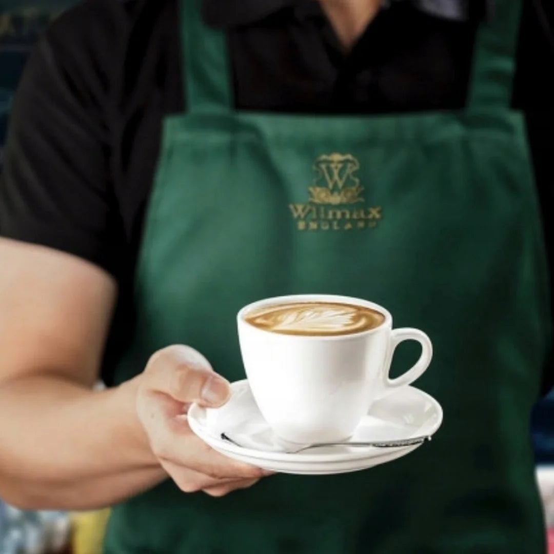 Wilmax Tasse mit Untertasse 190 ml Weiß aus Porzellan
