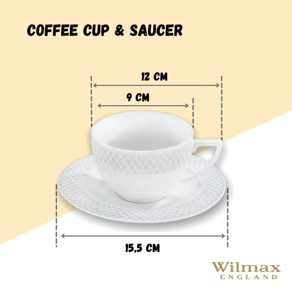Wilmax Tasse mit Untertasse 240 ml Weiß Porzellan WL-880105/AB