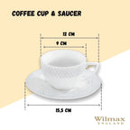 Wilmax Tasse mit Untertasse 240 ml Weiß Porzellan WL-880105/AB