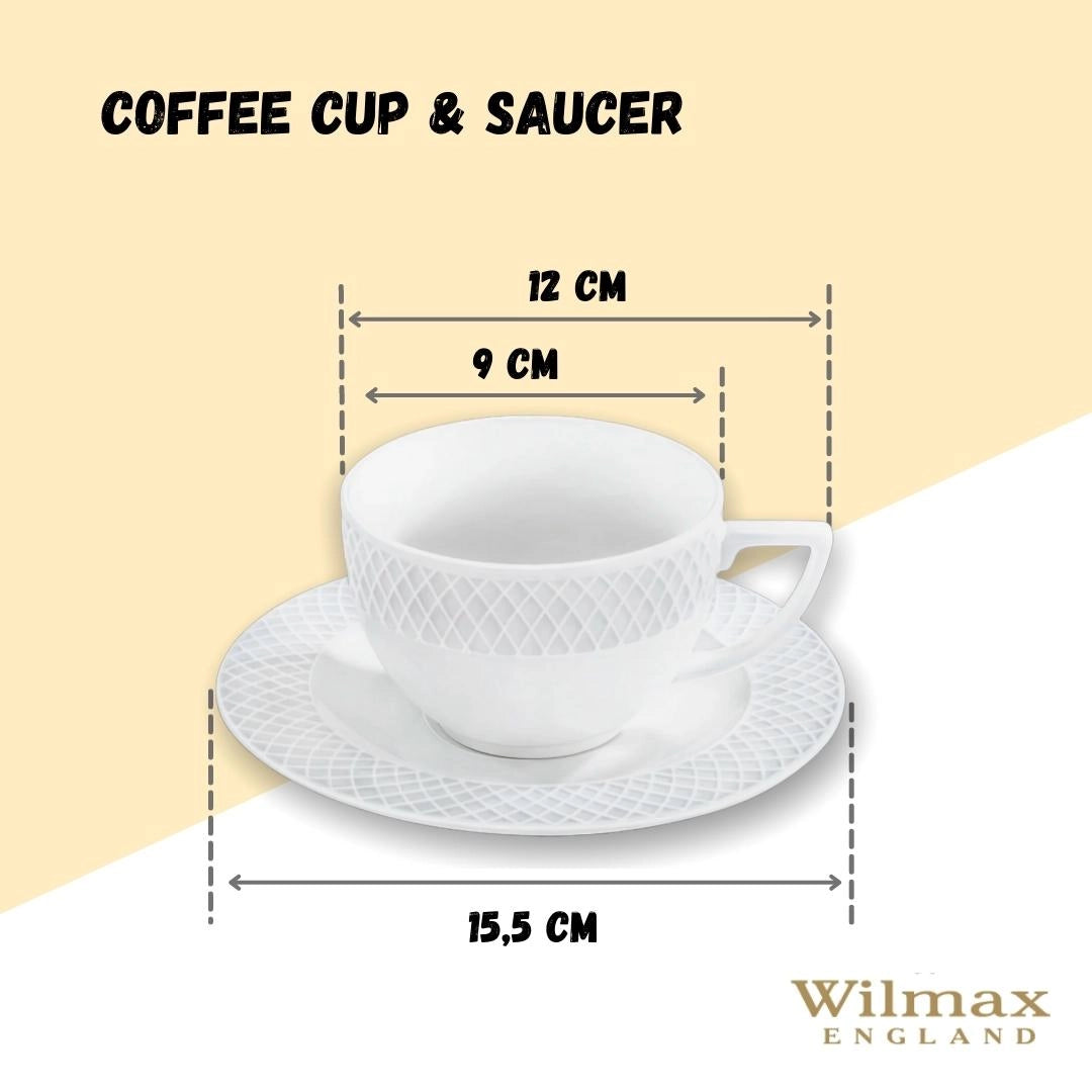 Wilmax Tasse mit Untertasse 240 ml Weiß Porzellan WL-880105/AB