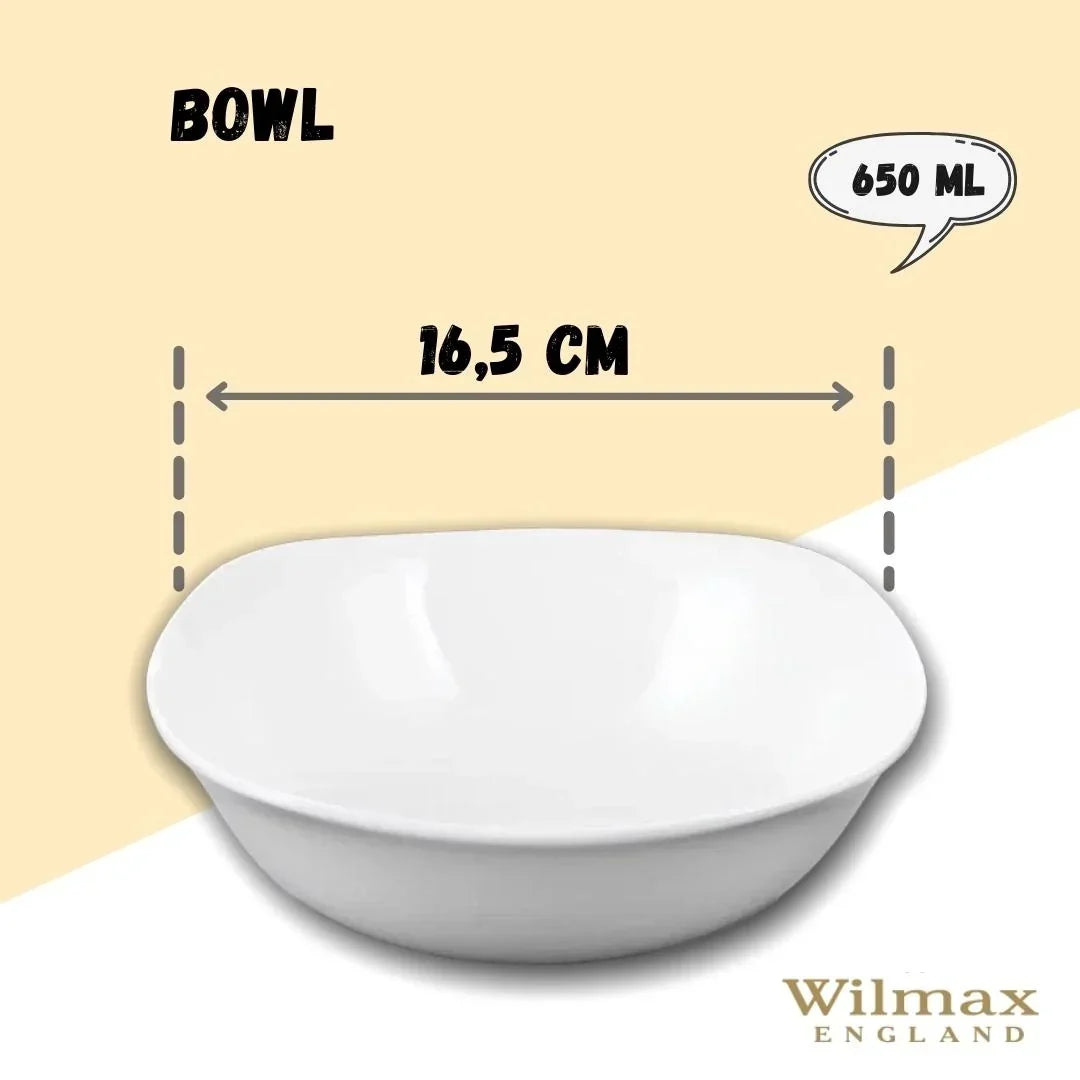 Wilmax Schale 650 ml 16,5 × 16,5 cm Weiß aus Porzellan