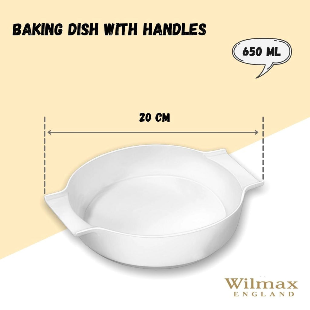 Wilmax Auflaufform mit Griffen 650 ml Porzellan Weiß WL-997021/A