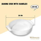 Wilmax Auflaufform mit Griffen 650 ml Porzellan Weiß WL-997021/A