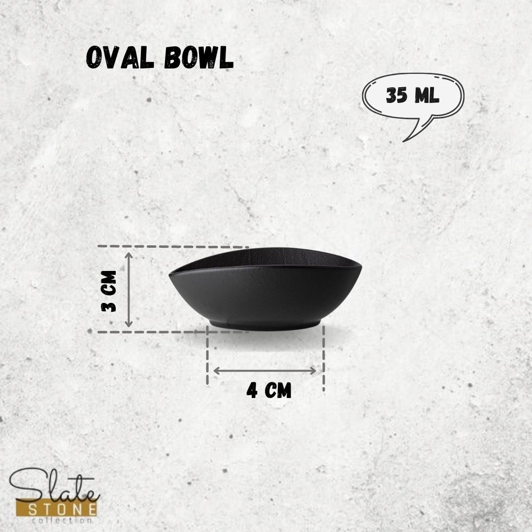Wilmax Ovale Schale 8 x 6 x 3 cm 6er Set SlateStone Schwarz WL-661117/A6