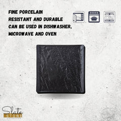 Wilmax Quadratischer Teller SlateStone Porzellan Schwarz 13 x 13 cm