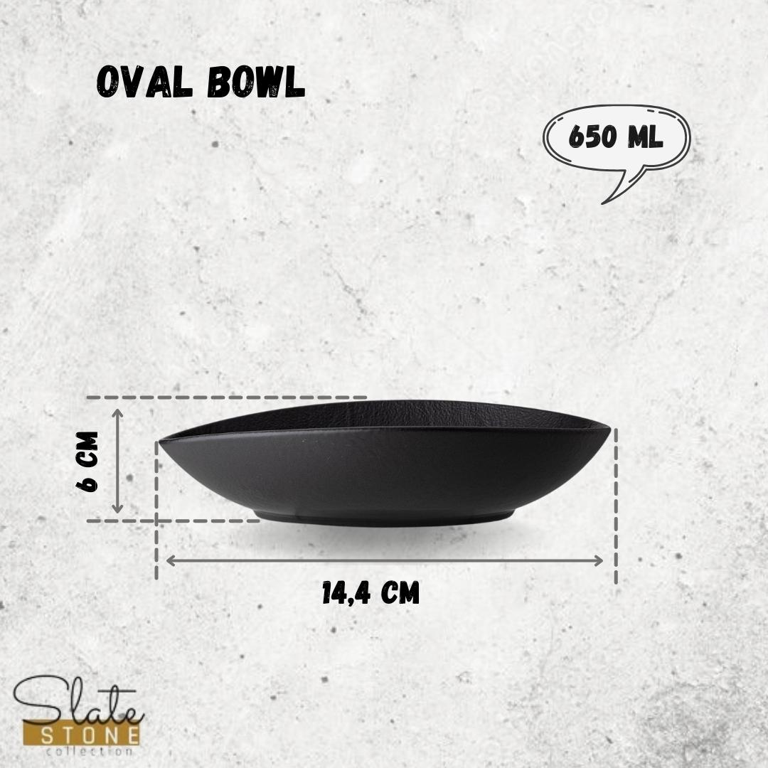 Wilmax Ovale Schale 25 x 16.5 x 6 cm 2er Set SlateStone Schwarz WL-661120/A2