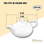 Wilmax Kaffee- und Teekanne mit integriertem Ausgusssieb 2250 ml Weiß aus Porzellan
