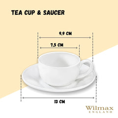 Wilmax Kaffee Tassen & Untertassen Set 6-teilig 100 ml Porzellan WL-993002/6C