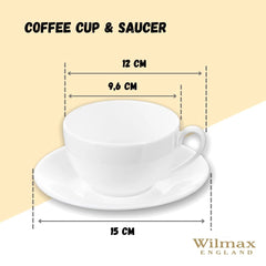 Wilmax Tee Tassen & Untertassen Set 6-teilig Porzellan 250 ml WL-993000/6C
