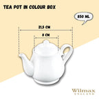 Wilmax Teekanne 850 ml mit Filter Weiß Porzellan WL-994020/1C