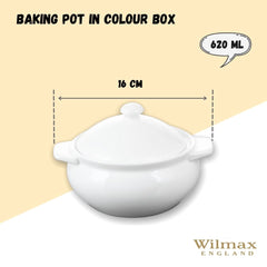 Wilmax Auflaufform mit Deckel, 620 ml, Porzellan, WL-997015/1C