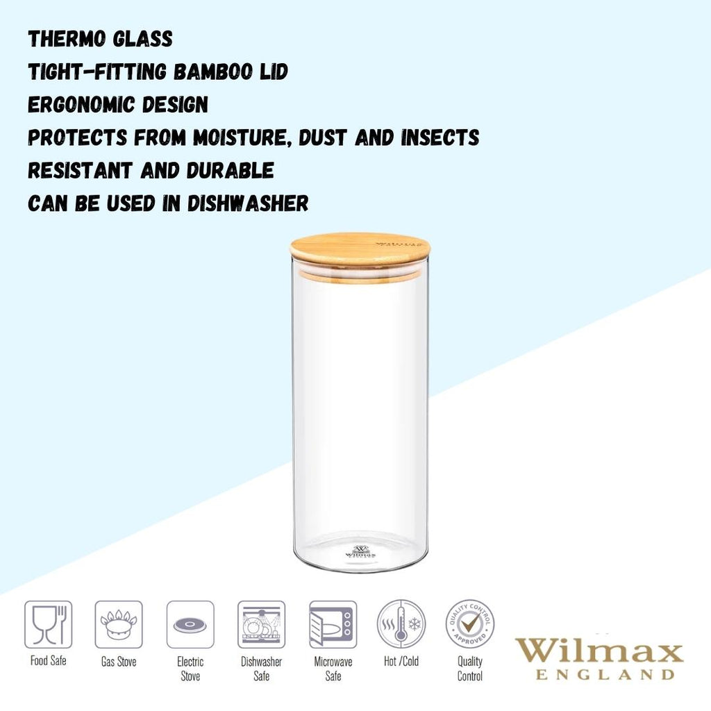 Wilmax Vorratsglas 1500 ml mit Bambusdeckel 2er Set WL-888507/A2