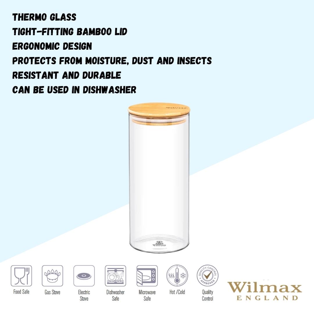 Wilmax Vorratsglas 1500 ml mit Bambusdeckel 2er Set WL-888507/A2