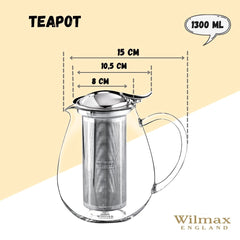 Wilmax 2 Doppelwandtassen & 1 Teekanne Set, WL-888803/A-888748/A2