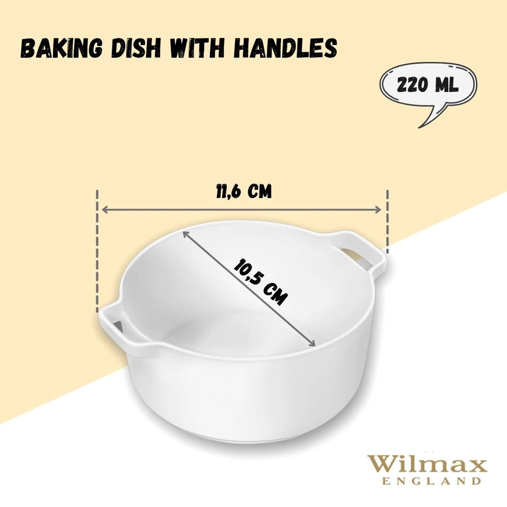 Wilmax Auflaufform mit Griffen  220 ml Porzellan Weiß WL-997033/A