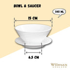 Wilmax Schale mit Untertasse 545 ml Weiß aus Porzellan