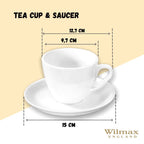 Wilmax Tasse mit Untertasse 300 ml Weiß aus Porzellan