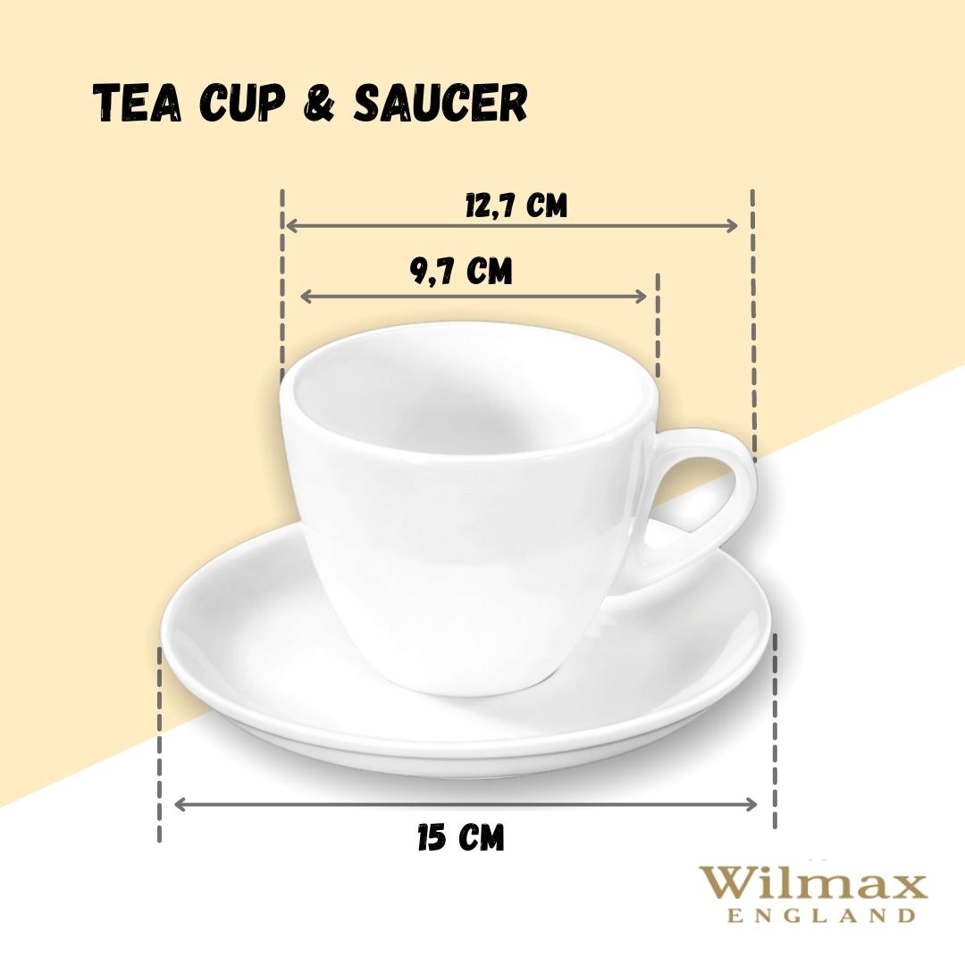 Wilmax Tasse mit Untertasse 300 ml Weiß aus Porzellan
