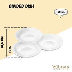 Wilmax Geteilter Teller Weiß 18 cm – für Snacks & Beilagen – WL-992614/A
