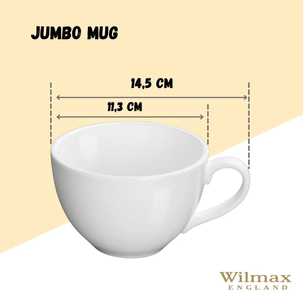 Wilmax Jumbo Becher 420 ml Weiß Porzellan Olivia WL-993038/A