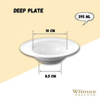 Wilmax Tiefer Teller 23 cm 395 ml aus Porzellan, Weiß WL-991020/A