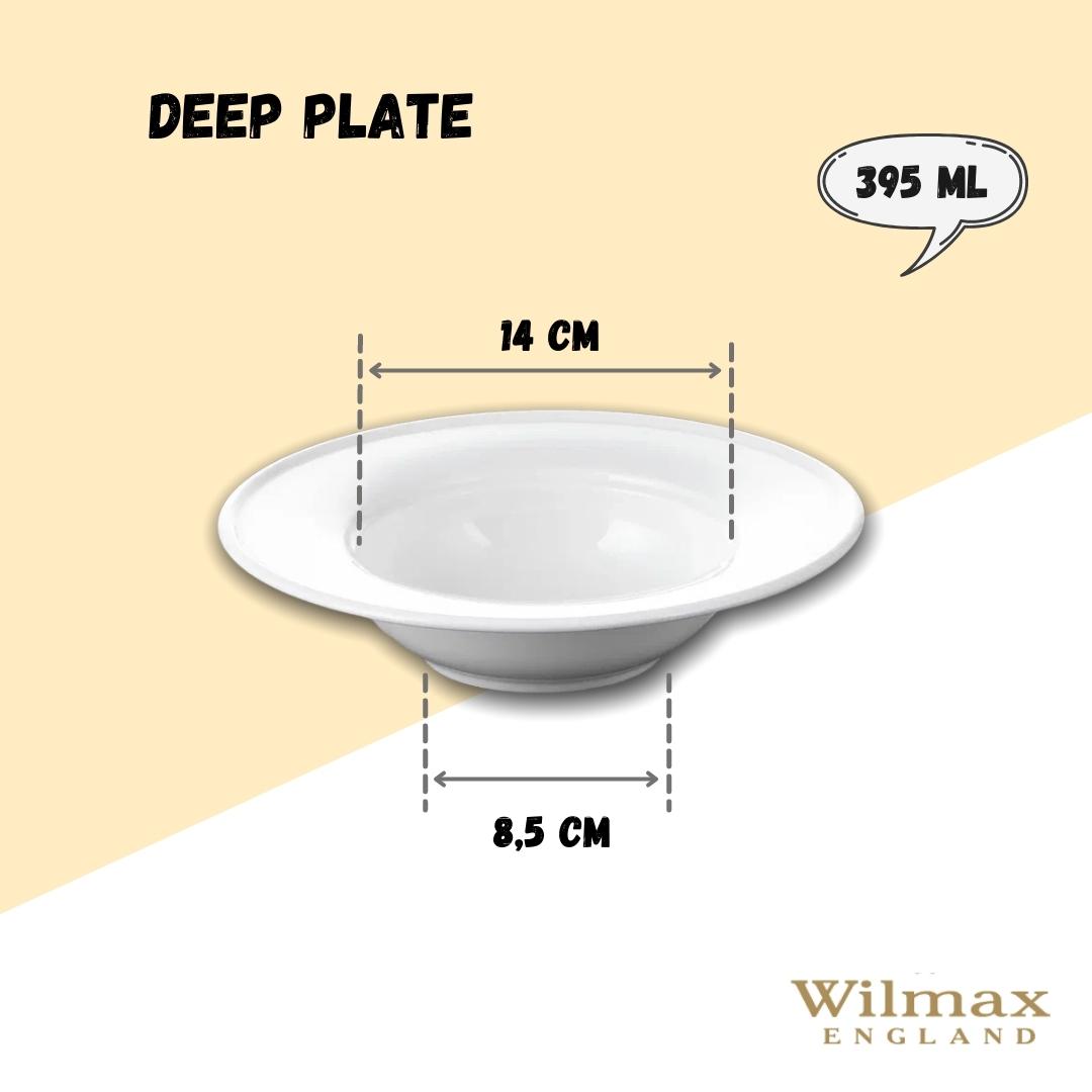 Wilmax Tiefer Teller 23 cm 395 ml Weiß aus Porzellan