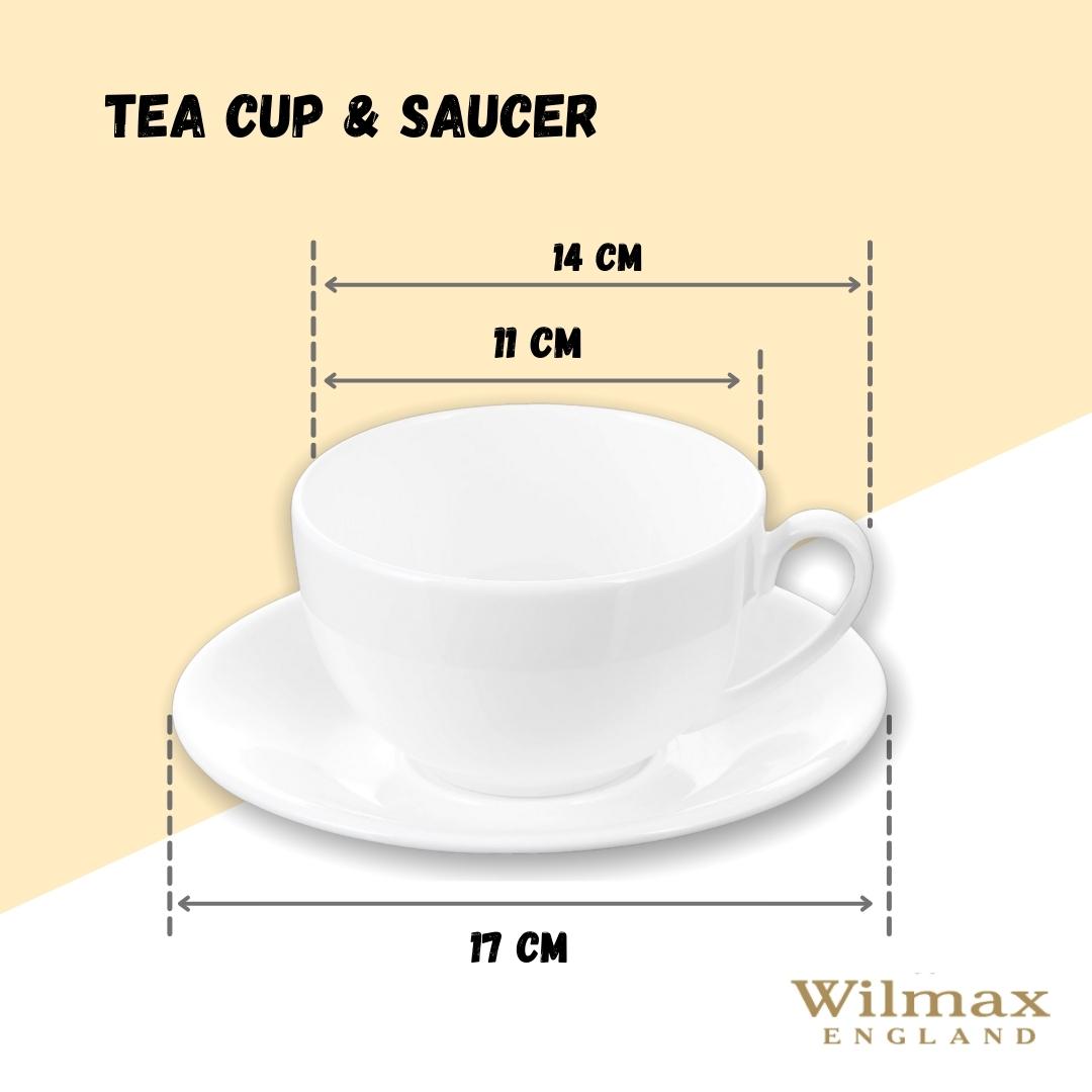 Wilmax Tasse mit Untertasse 400 ml Weiß aus Porzellan