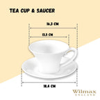 Wilmax Tasse mit Untertasse 430 ml Weiß aus Porzellan