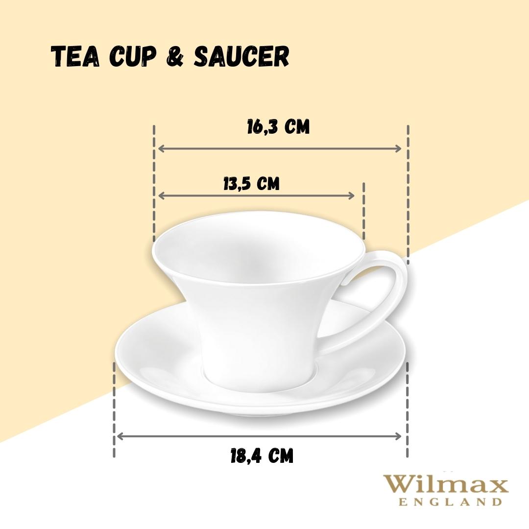 Wilmax Tasse mit Untertasse 430 ml Weiß aus Porzellan
