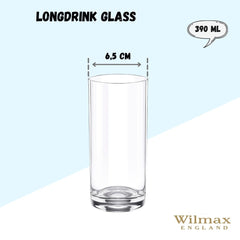 Wilmax Longdrink-Gläser-Set, 6-teilig, 390 ml, WL-888024/6A