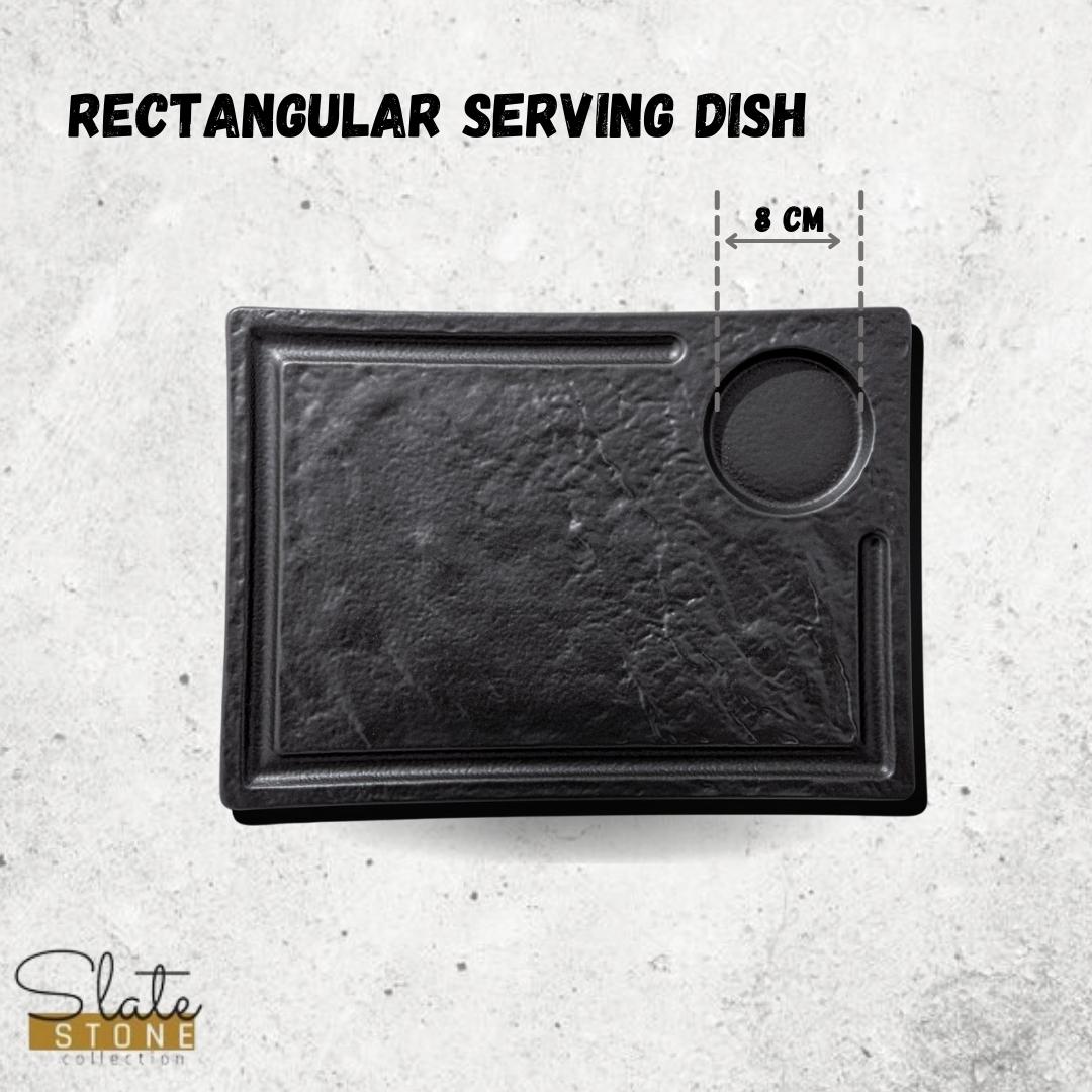 Rechteckiger Servierteller Schwarz 32,5 x 23 cm Kratzfest & Robust WL-661148/A